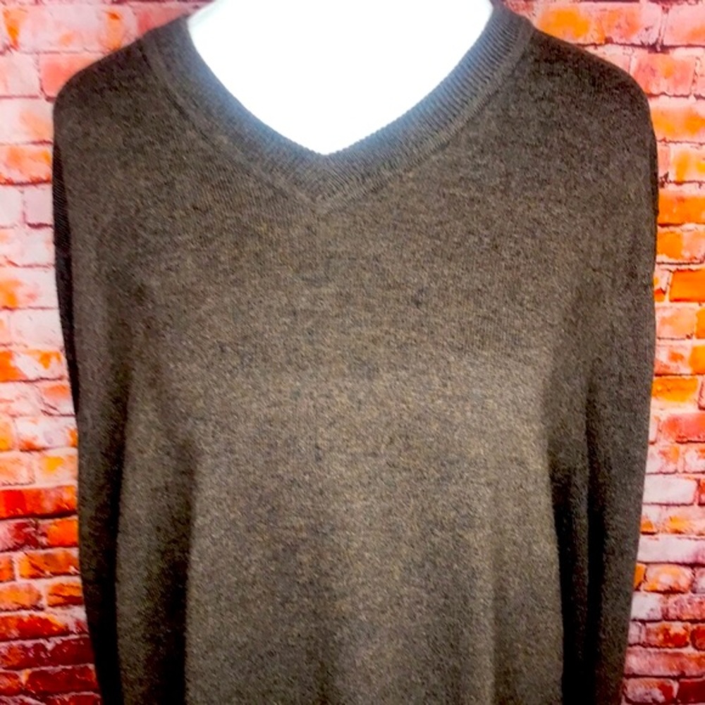 Vintage Structure Brown Wool Blend V-neck Sweater - Picture 2 of 7